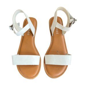 Rampage Open Toe White Ankle Strap Flat Sandals
